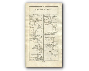 1778 Taylor & Skinner Antique Ireland Road Map 95/96 Dublin Rathcoole Johnstown Naas Newbridge The Curragh Kildare Monasterevin Emo Court