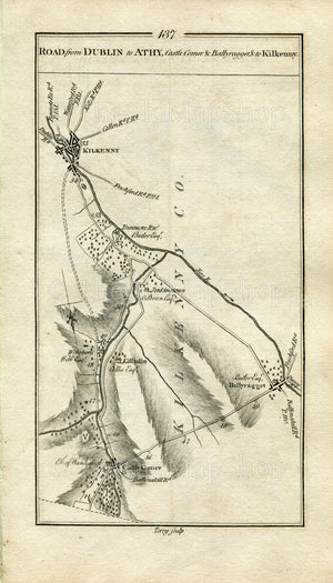 1778 Taylor & Skinner Antique Ireland Road Map 137/138 Kilkenny Ballyragget Castlecorner Dublin Tallaght Russborough Ballymore Eustace