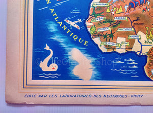 1939 West Africa, Afrique Occidentale, Pictorial Map, Published in Paris by Neutroses-Vichy at Petit Jean. Morocco Tunisia Algeria Guinea