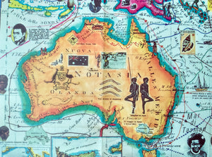 1986 Pictorial Map of Australia, New Zealand, Oceania, New Guinea by Hugo Pratt. Poster Map