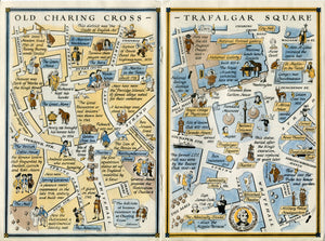 1947 A Map of Charing Cross & Trafalgar Square, London. A Pictorial Map by J. P. Sayer