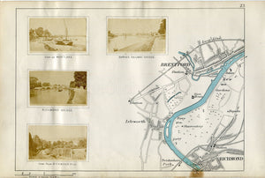 1873 Henry Taunt Antique Map, The River Thames, Richmond, Twickenham Park, Isleworth, Brentford, Kew Gardens, Syon House, Greater London