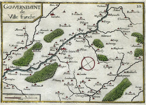 1634 Nicolas Tassin Map Villefranche, Stenay, Mouzon, Charmois, Meuse, Lorraine France Antique