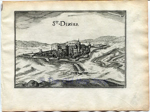 1634 Nicolas Tassin View Saint-Dizier, Haute-Marne, Champagne-Ardenne, France Antique Carte