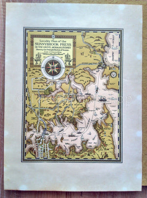 1932 Sunnybrook Press, Sydney, Australia Pictorial Map by James Emery