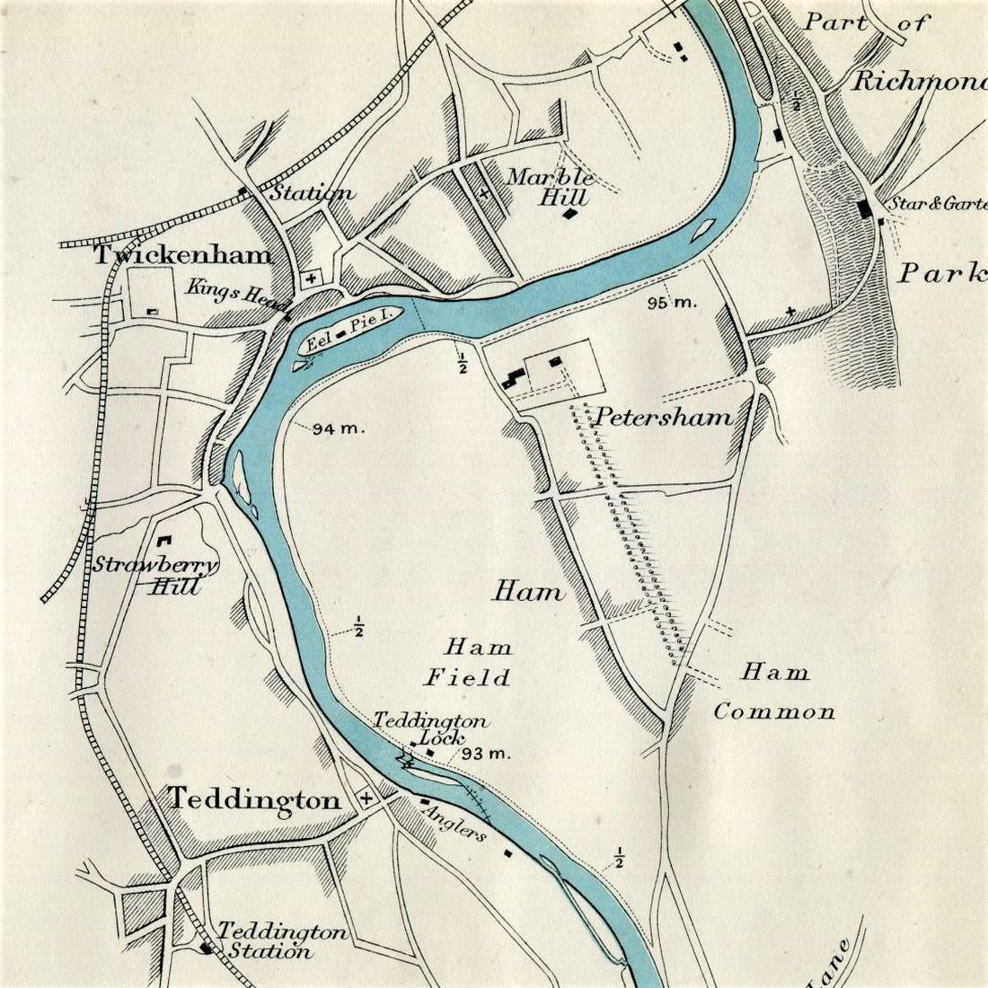 Antique River Thames Map Henry Taunt 1873