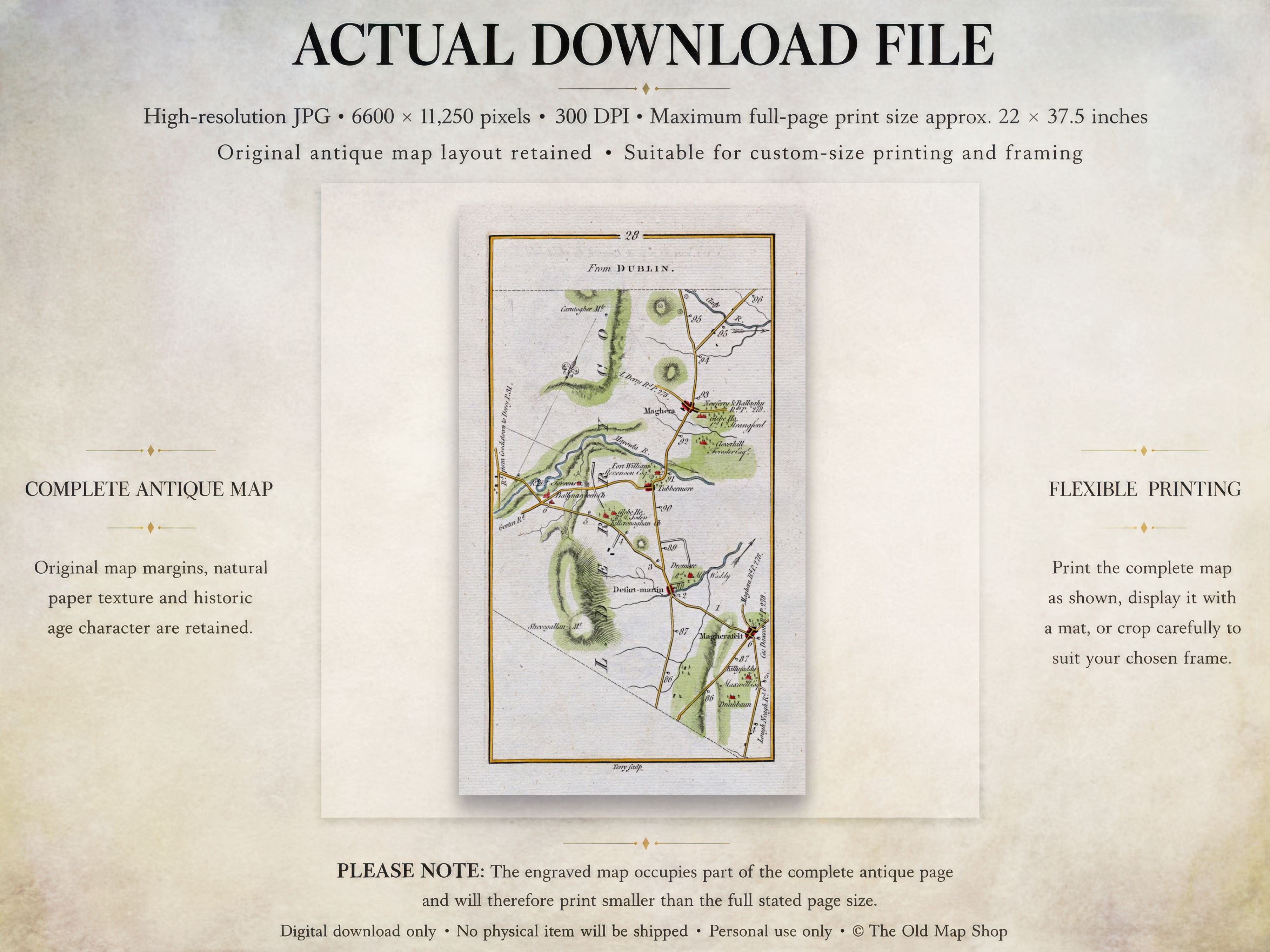 Actual download file information for the 1783 Taylor & Skinner Maghera and Magherafelt Ireland road map.