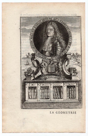 1702 Allain Manesson Mallet Portrait Antique Print