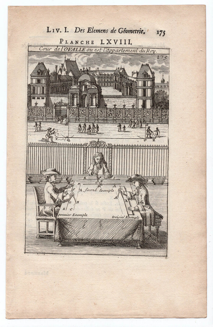 1702 Mallet, Kings Apartment, Chateau de Fontainebleau, France, Antique Print