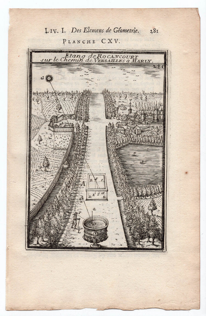 1702 Mallet, Rocquencourt between Chateau Versailles & Marly, Paris, Antique Print