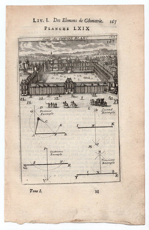 1702 Manesson Mallet, The White Horse Court, Courtyard, Chateau de Fontainebleau, Palace, France, Antique Print. Plate LXIX