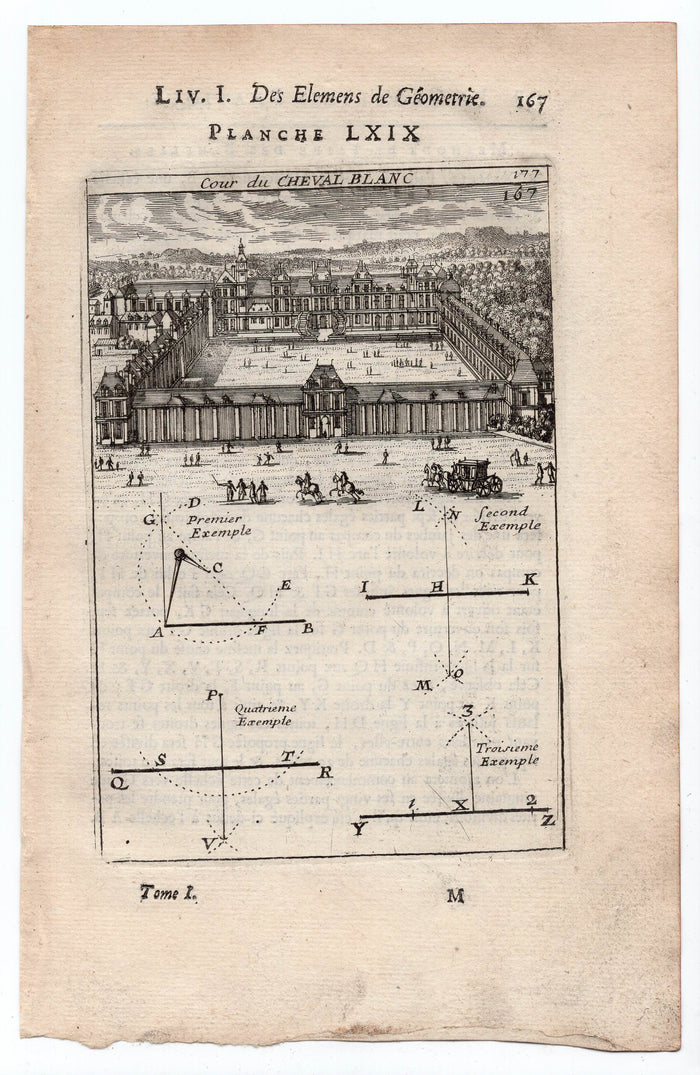 1702 Mallet, White Horse Court Courtyard, Chateau de Fontainebleau Antique Print