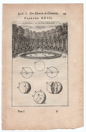 1702 Manesson Mallet, Bosquet de la Colonnade, Versailles Paris, Antique Print. Plate XXIII