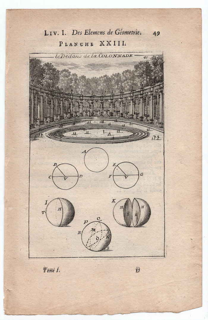 1702 Manesson Mallet, Bosquet de la Colonnade, Versailles, Antique Print