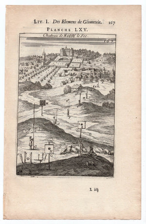 1702 Manesson Mallet, Chateau Noisy-le-Sec, Paris, France, Antique Print. Plate LXV