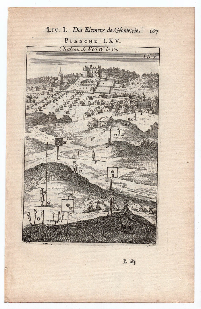 1702 Manesson Mallet, Chateau Noisy-le-Sec, Paris, France, Antique Print