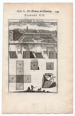 1702 Manesson Mallet, Chateau de Chantilly l'Orangerie, Orangerie, Oise France, Antique Print. Plate CII