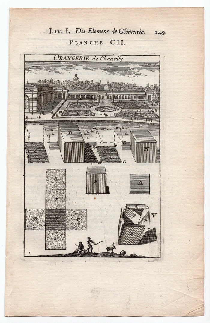 1702 Manesson Mallet, Chateau de Chantilly l'Orangerie, Orangerie, France, Antique Print