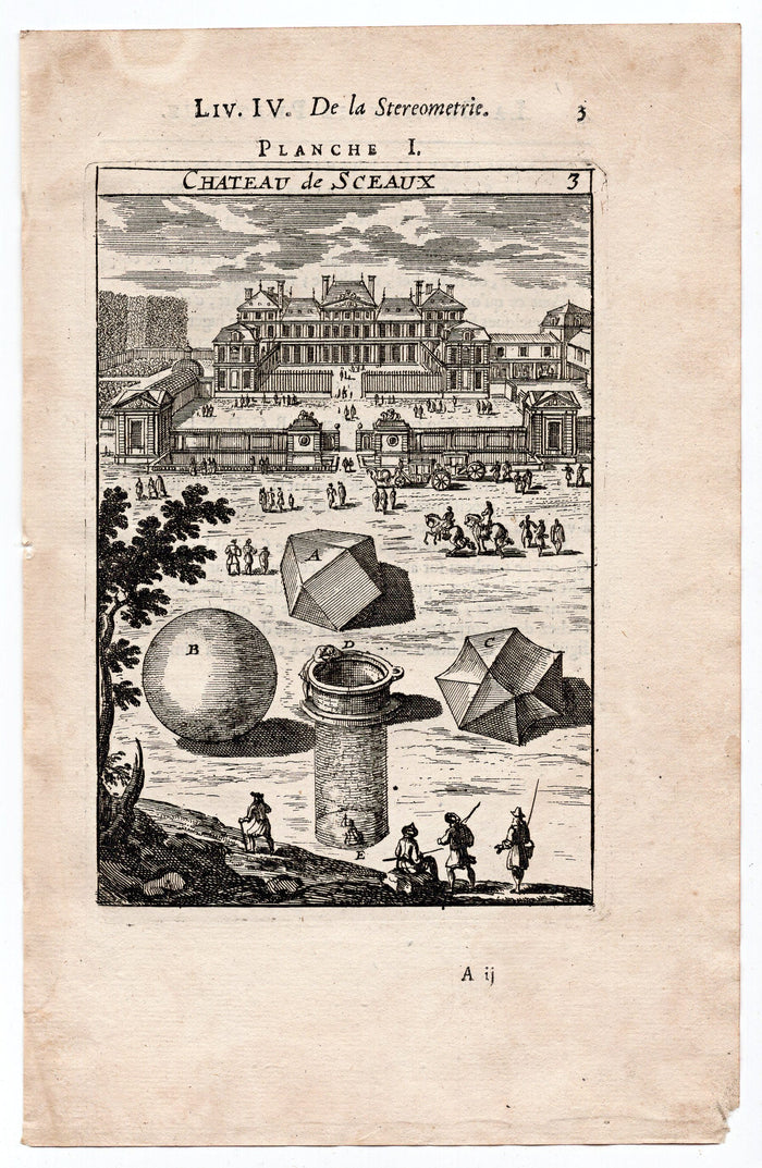 1702 Manesson Mallet, Château de Sceaux, Paris, Antique Print
