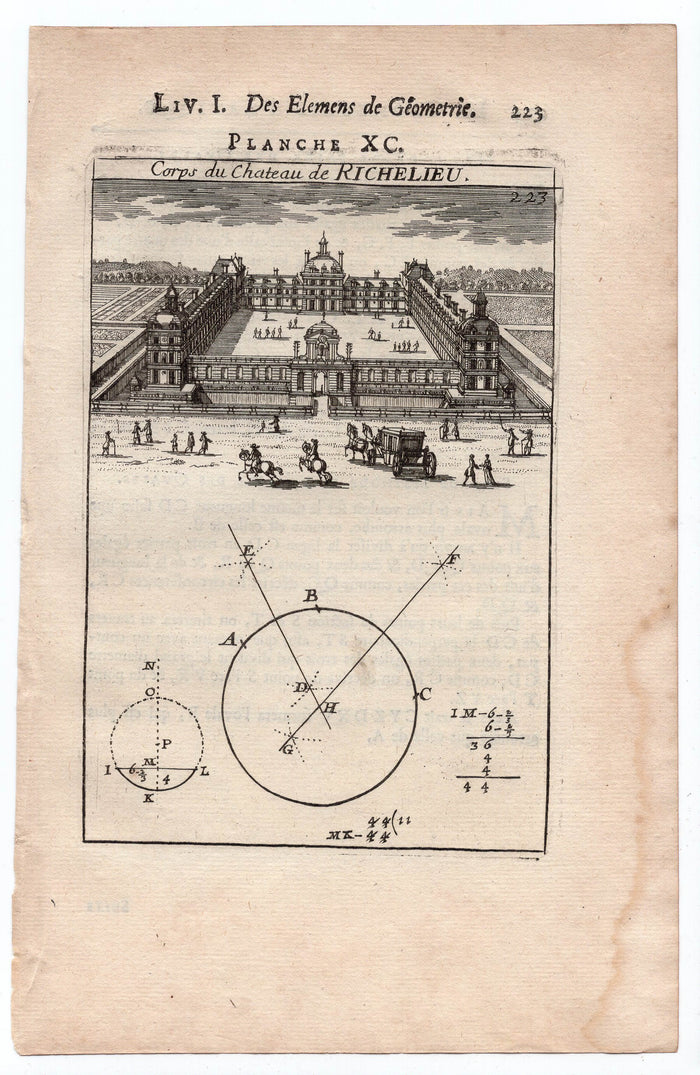 1702 Manesson Mallet, Corps du Chateau de Richelieu, France Antique Print