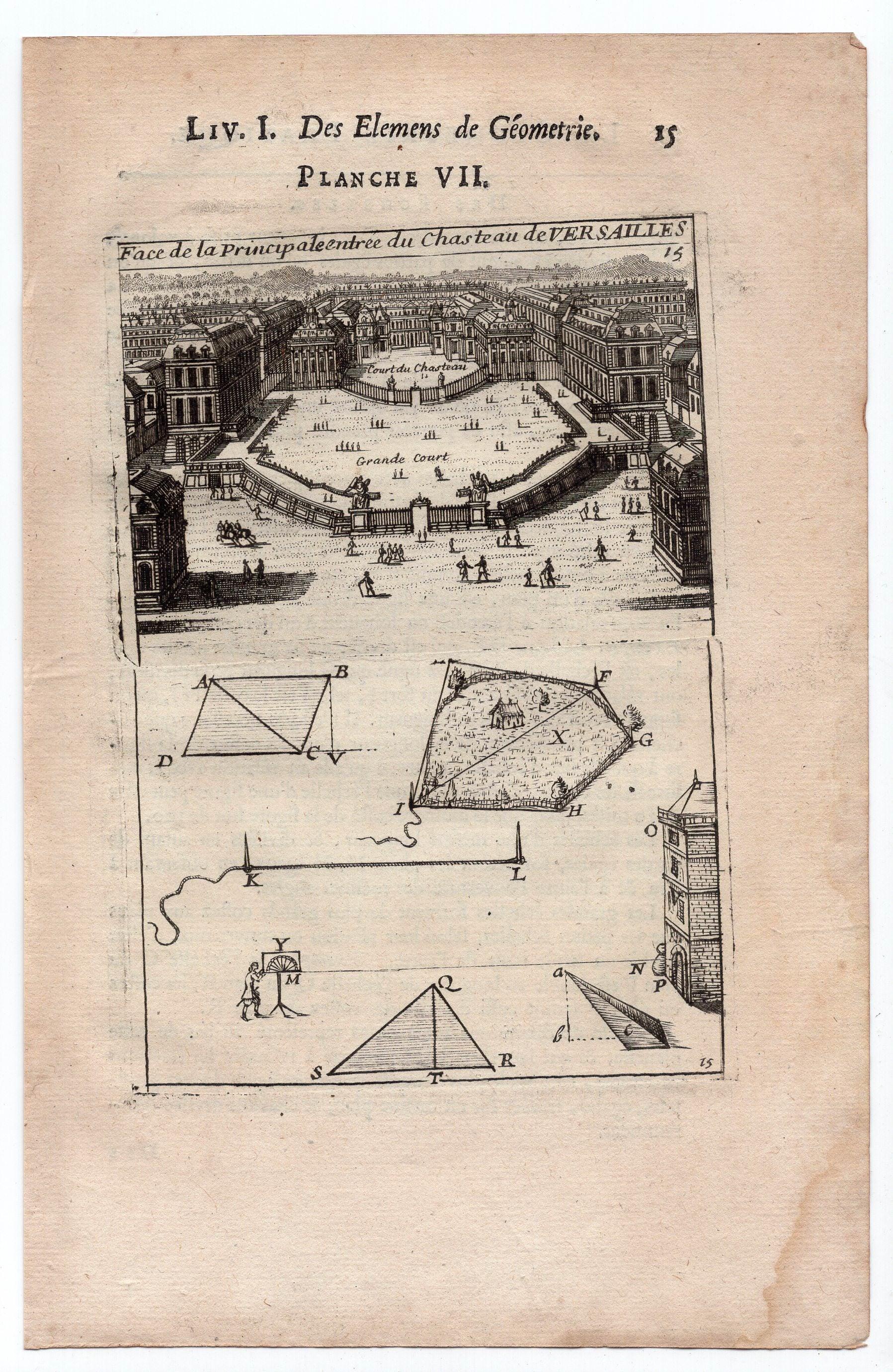 1702 Manesson Mallet, Entrance to Versailles Palace Paris, Antique Print