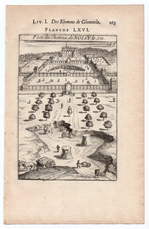 1702 Manesson Mallet, The Front of Chateau Noisy-le-Sec, Paris, France, Antique Print. Plate LXVI