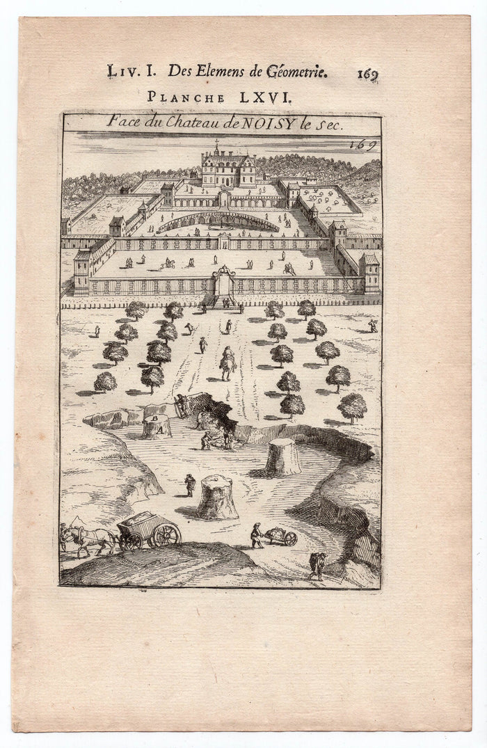 1702 Manesson Mallet, Front of Chateau Noisy-le-Sec, Paris France, Antique Print