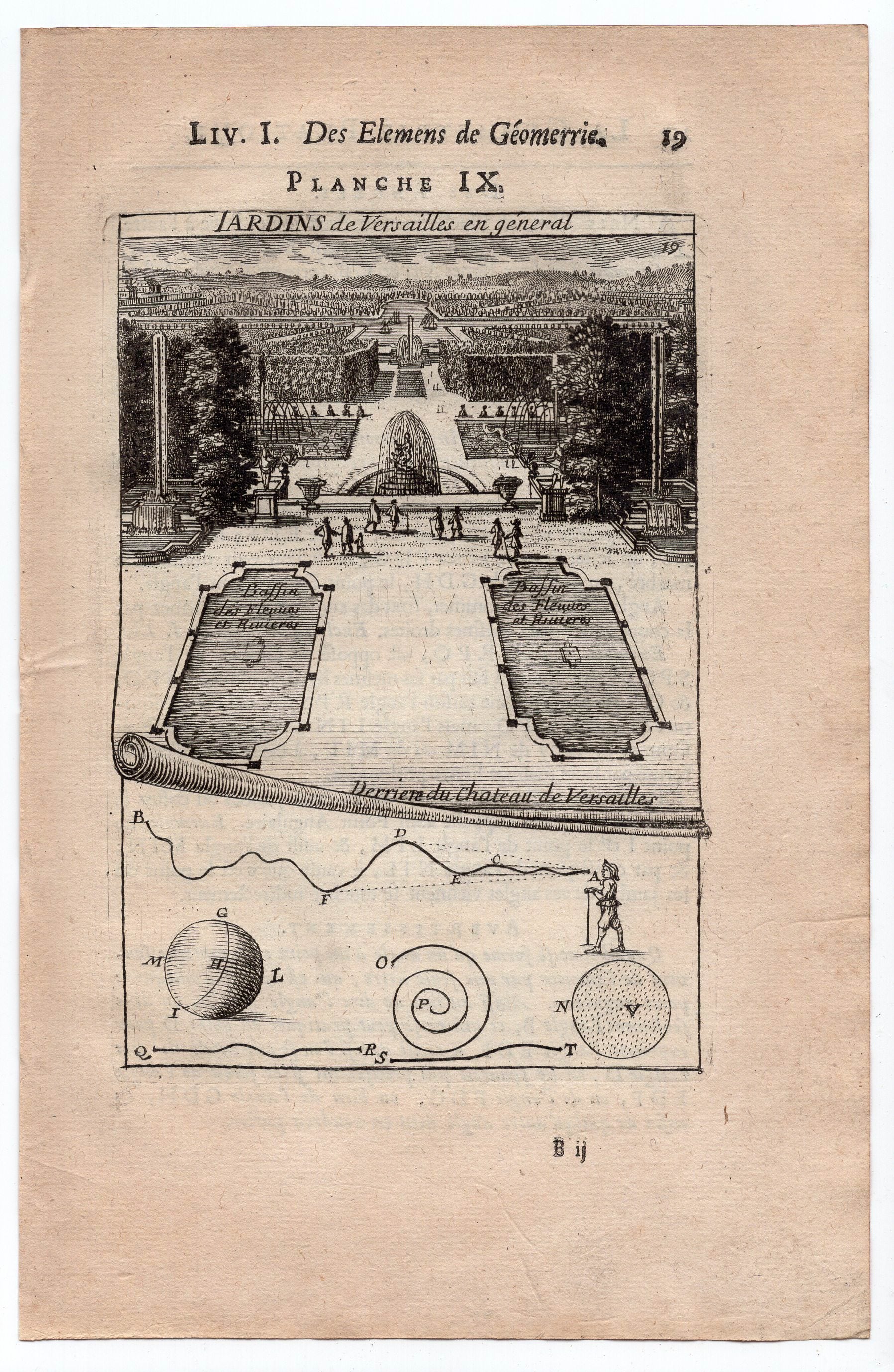 1702 Manesson Mallet, Gardens Palace of Versailles Antique Print