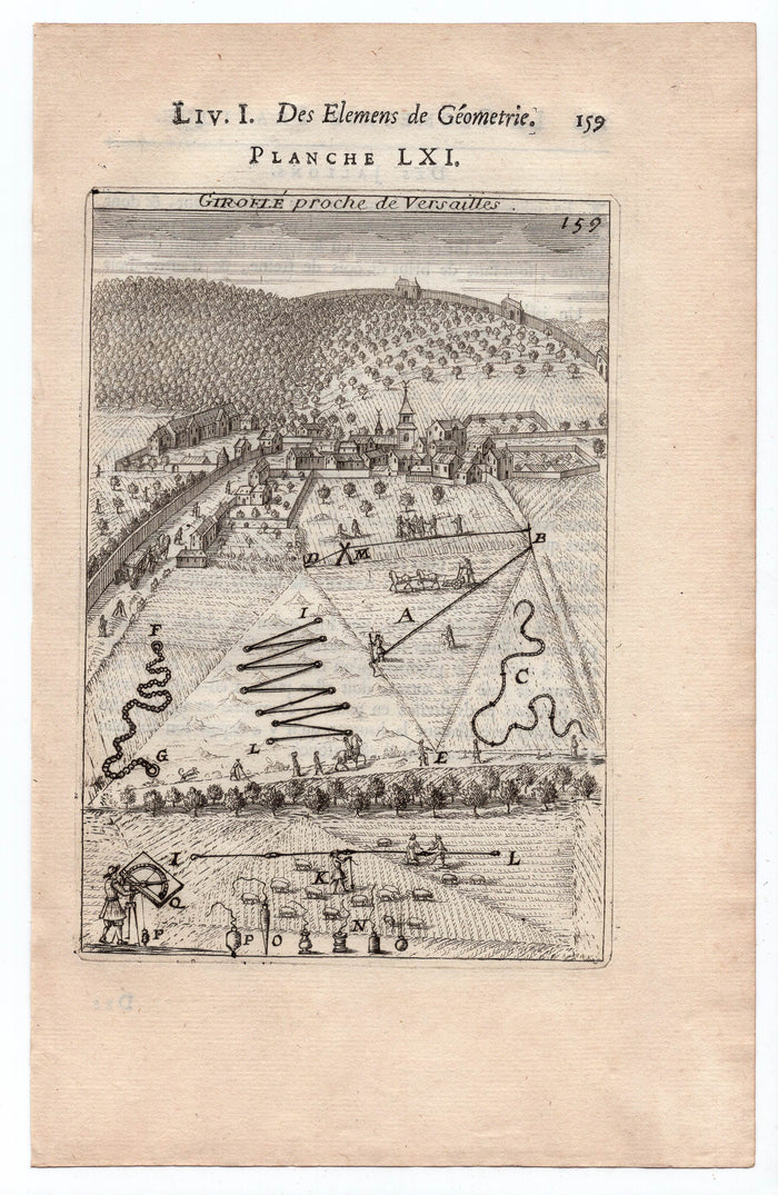 1702 Manesson Mallet, Girofle proche de Versailles, Paris Antique Print