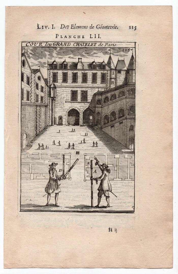 1702 Manesson Mallet, Grand Chatelet, Courthouse, Prison, Fortress, Paris, Antique Print