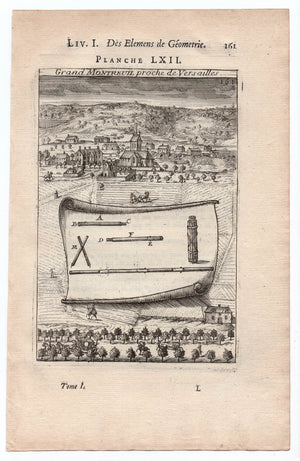1702 Manesson Mallet, Grand Montreuil near Versailles, Paris, France, Antique Print. Plate LXII