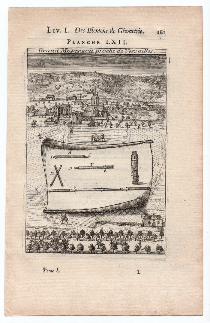 1702 Manesson Mallet, Grand Montreuil near Versailles, Paris Antique Print