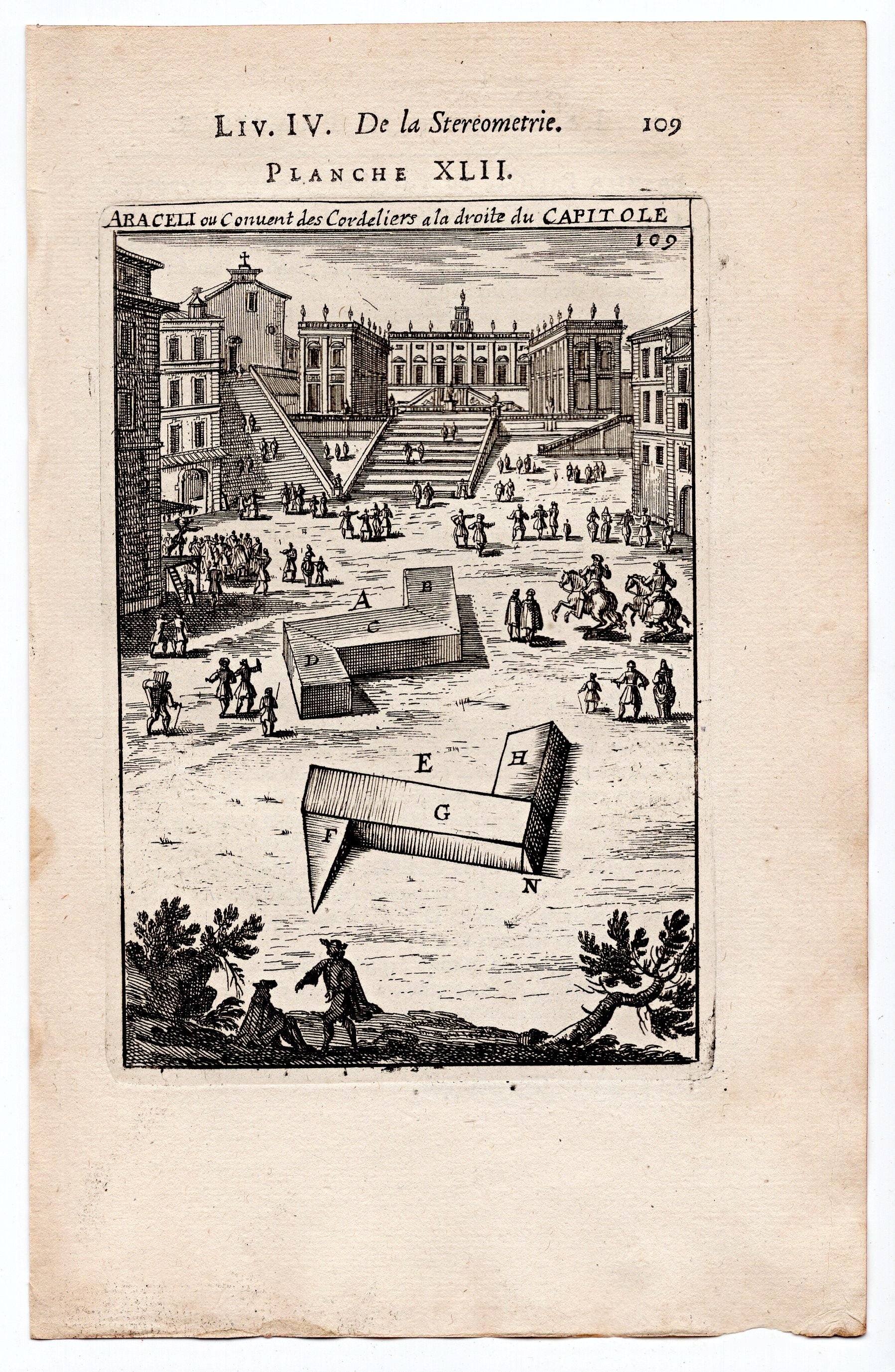 1702 Manesson Mallet, La basilique Santa Maria in Aracoeli, Rome, Italy, Antique Print. Plate XLII