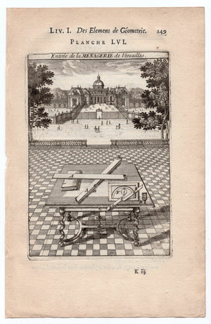 1702 Manesson Mallet, Menagerie of Versailles Paris, France, Antique Print. Plate LVI