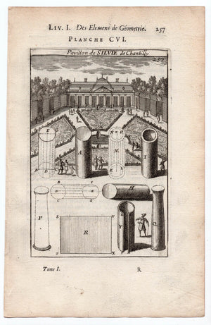 1702 Manesson Mallet, Pavillon de Silvie de Chantilly, Chateau de Chantilly, Oise France, Antique Print. Plate CVI