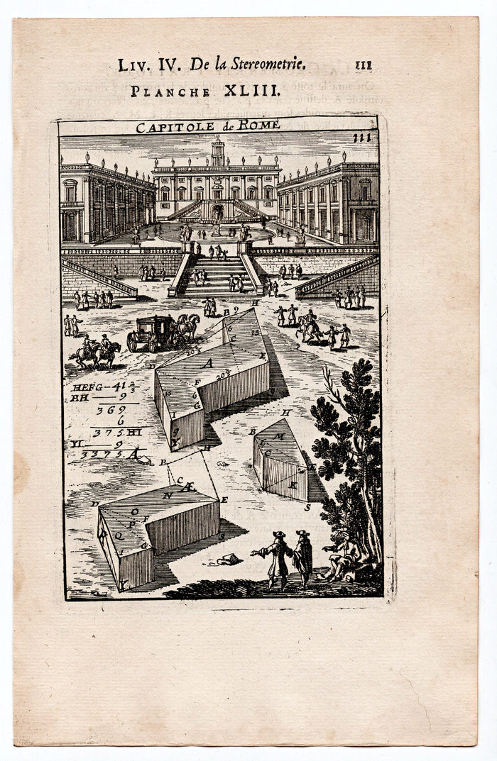 1702 Manesson Mallet, Place du Capitole, Piazza del Campidoglio, Rome Italy Antique Print
