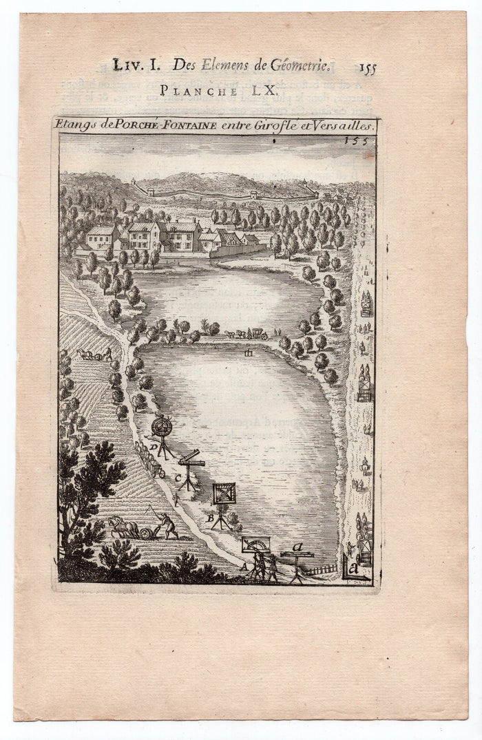 1702 Manesson Mallet, Porchefontaine near Versailles, Paris, Antique Print