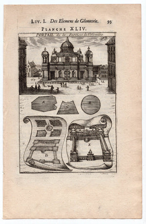1702 Manesson Mallet, Portail de la Paroisse de Versailles, Church of Notre-Dame Paris, Antique Print. Plate XLIV