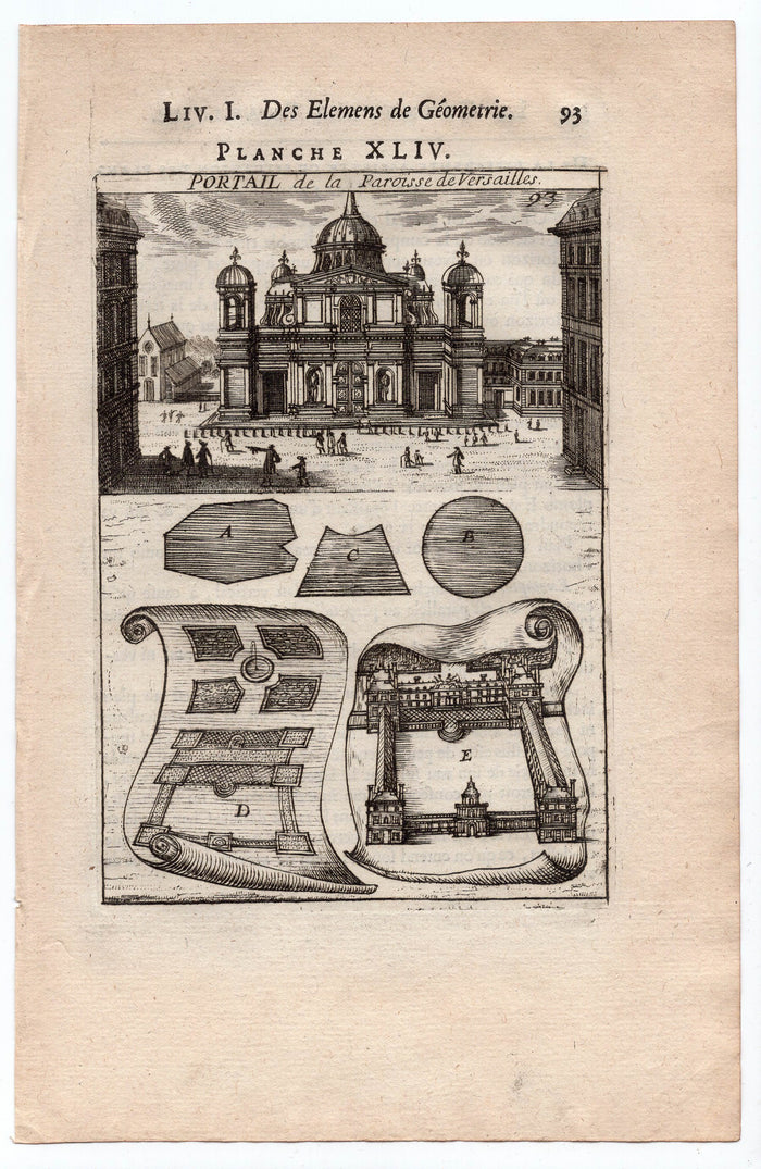 1702 Manesson Mallet, Portail de la Paroisse de Versailles, Church of Notre-Dame, Antique Print
