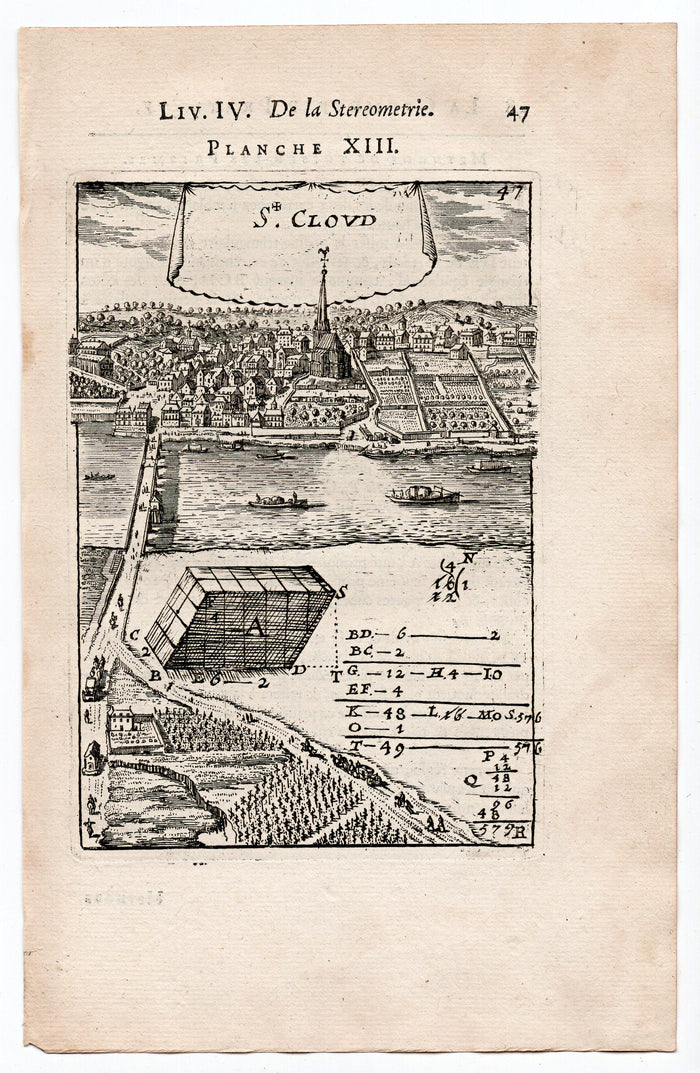 1702 Manesson Mallet, Saint Cloud, Paris, France, Antique Print