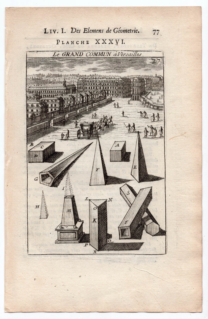 1702 Manesson Mallet, The Grand Commun, Versailles, Antique Print