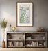 Framed antique Ireland road map of Ballymena, Portglenone, Kilrea and Cullybackey displayed in a modern interior.