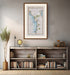 Framed antique Ireland road map of Newtownards, Donaghadee, Greyabbey and Kircubbin displayed in a modern interior.