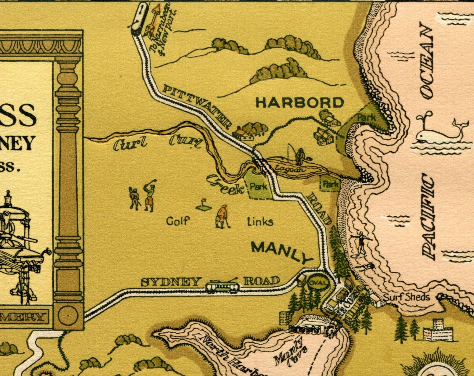 1932 Sydney Pictorial Map, James Emery, Locality Plan of Sunnybrook Press 4