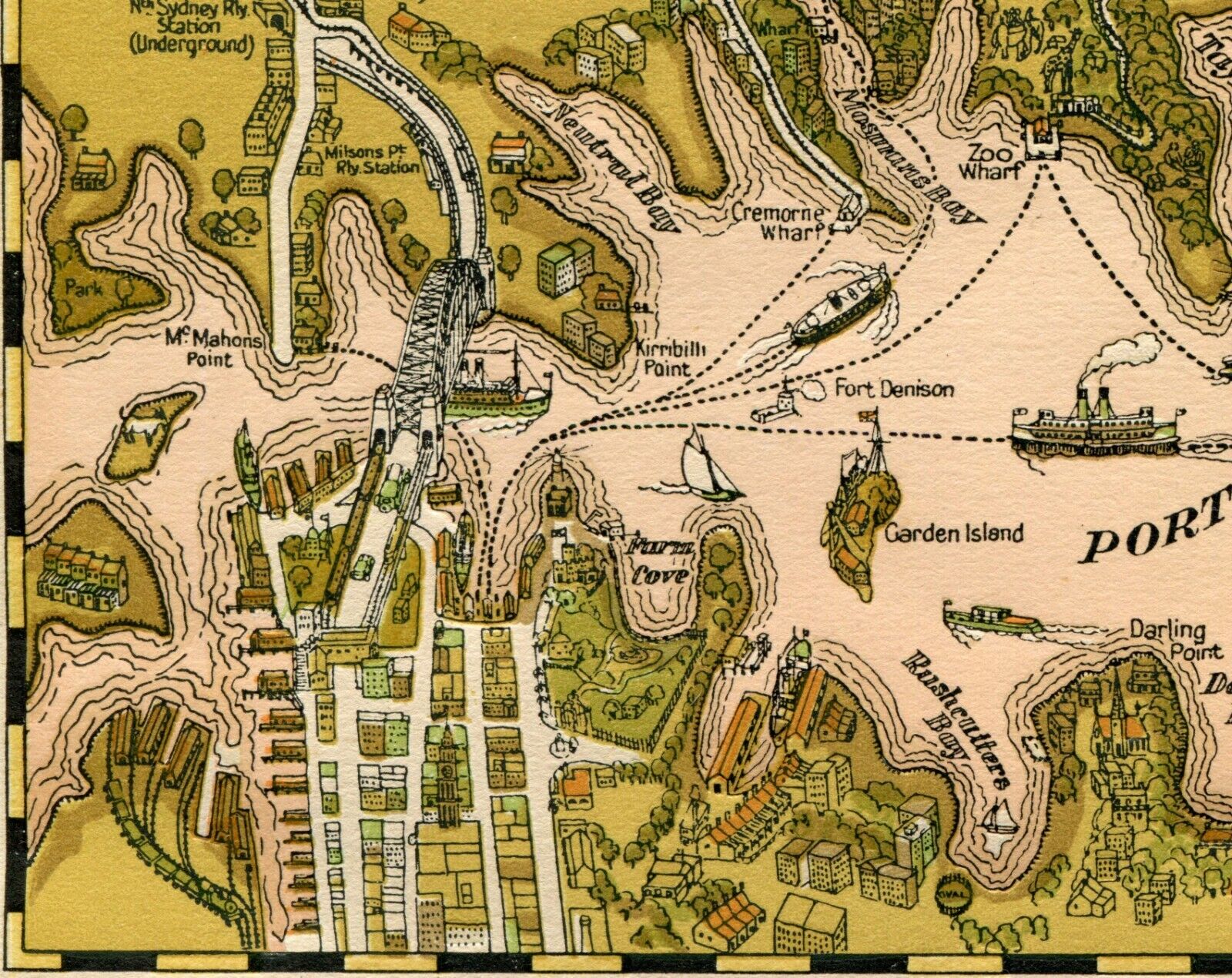 1932 Sydney Pictorial Map, James Emery, Locality Plan of Sunnybrook Press 9