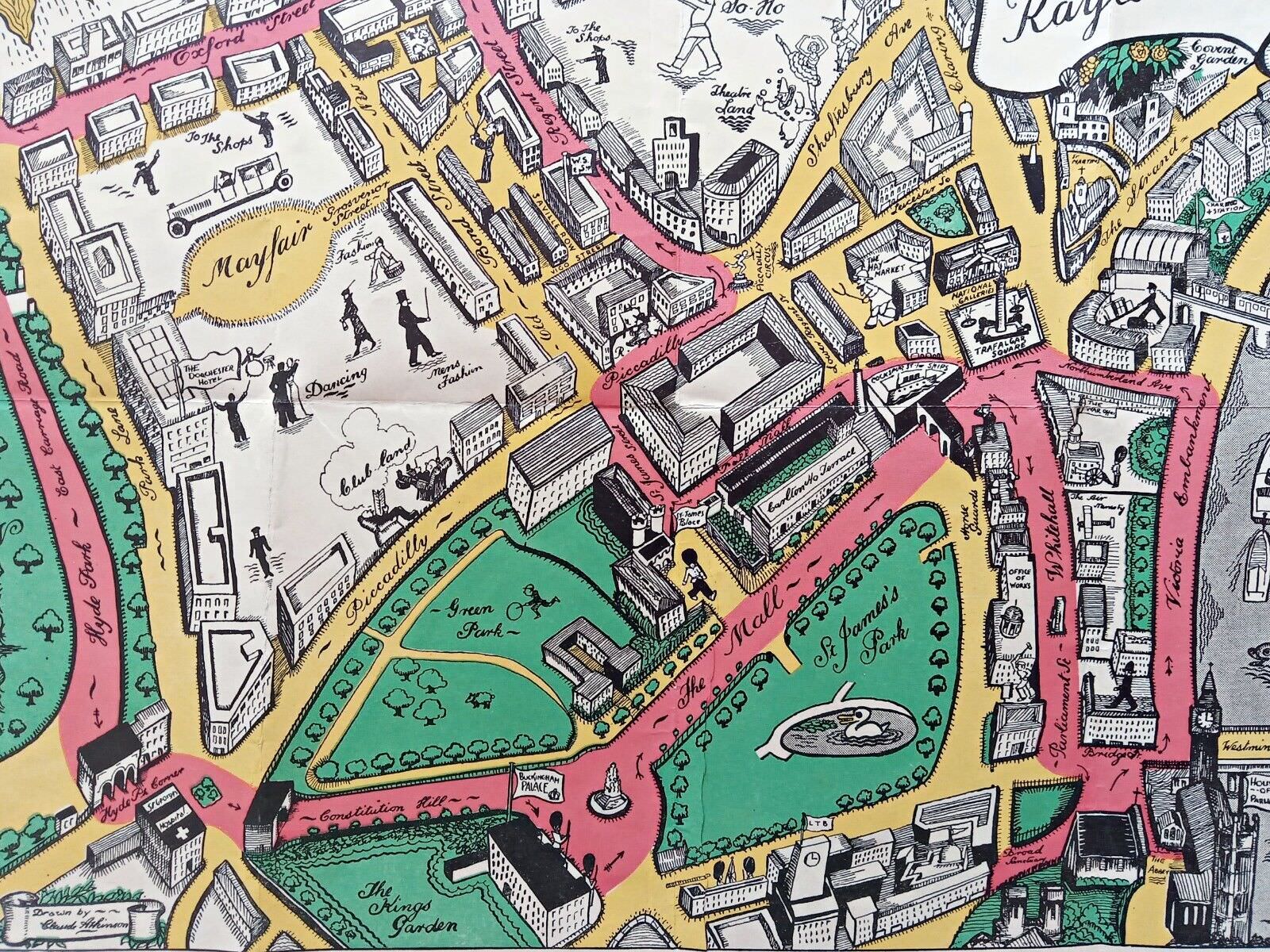 1937 Coronation Route King George 6th London Pictorial Map by Claude Atkinson 7