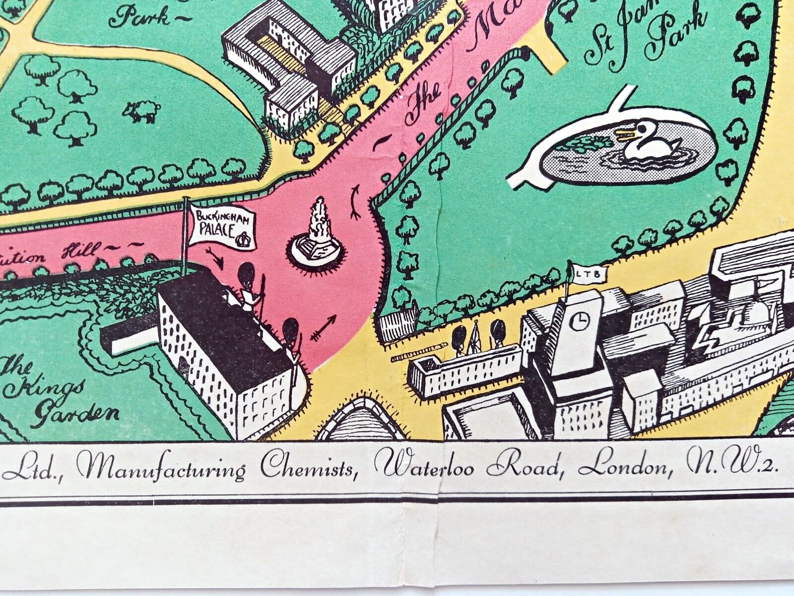 1937 Coronation Route King George 6th London Pictorial Map by Claude Atkinson 12