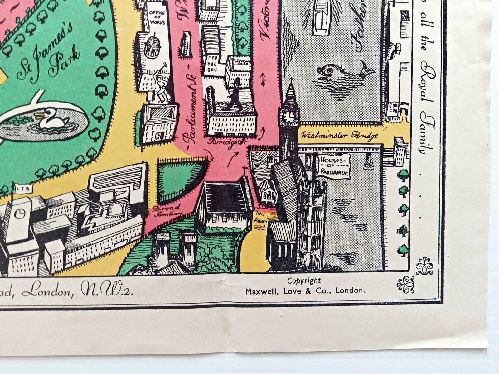 1937 Coronation Route King George 6th London Pictorial Map by Claude Atkinson 13
