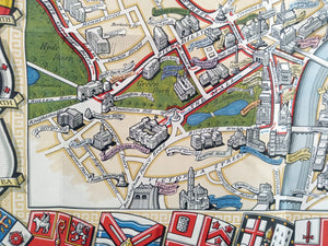 1953 Historic Queen Elizabeth II Royal Coronation Route London Pictorial Map 11
