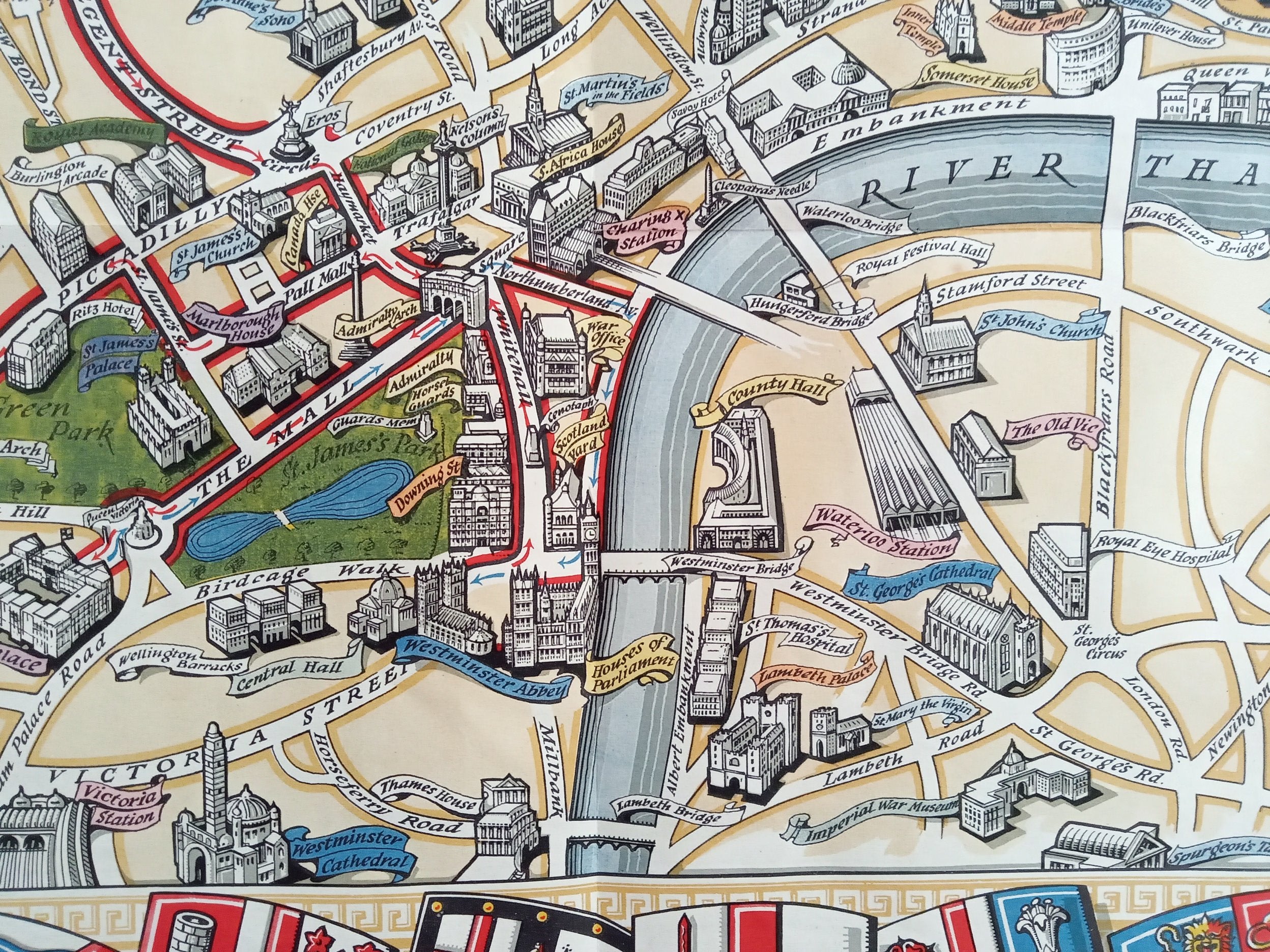 1953 Historic Queen Elizabeth II Royal Coronation Route London Pictorial Map 12